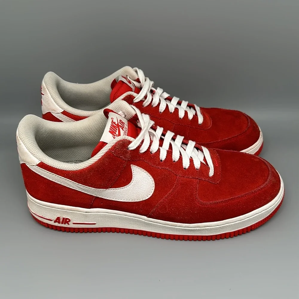 Nike Air Force 1 '07 University Red Suede Shoes Men’s Sz 10.5‎